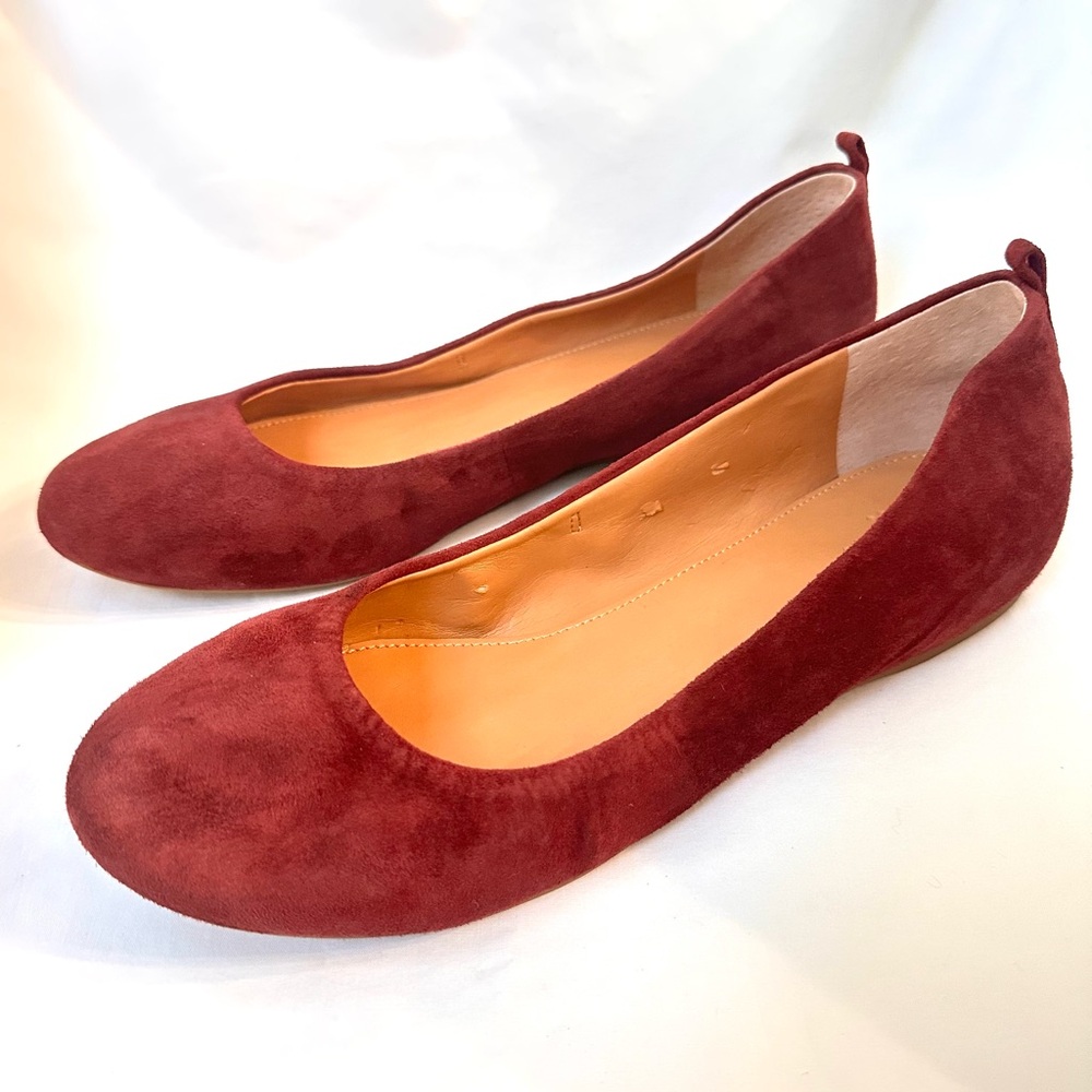 J. Crew Anya Elegant Burgundy Suede Ballet Flats Size 9